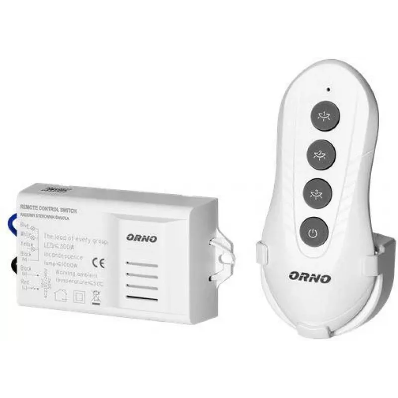 ORNO OR-GB-447 Controlador de luz sem fios conjunto de comando remoto 1 canal 433,92 MHz 1000W