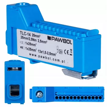 PAWBOL LZB E.4136N Borne de ligação em fila sem parafusos azul 12 polos 450V 24A