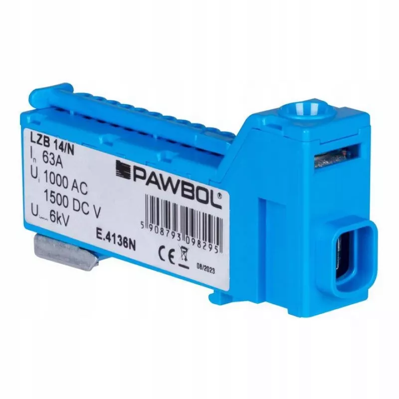 PAWBOL LZB E.4136N Borne de ligação em fila sem parafusos azul 12 polos 450V 24A