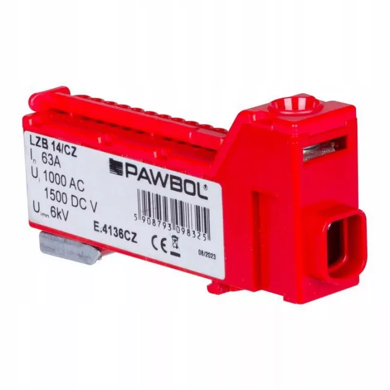 PAWBOL LZB E.4136CZ Borne de ligação em fila sem parafusos 12 polos vermelho 450V 24A