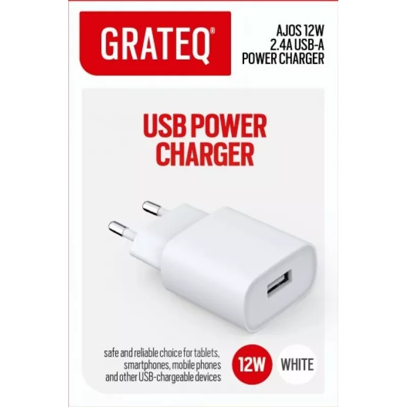 GRATEQ AJOS Carregador USB-A 12W branco