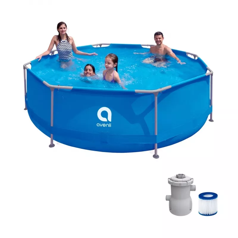 Piscina redonda com estrutura Avenli 305x76 cm conjunto com bomba de filtragem