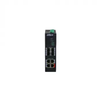 Switch PoE industrial não gerido Dahua HS4408-4ET-96, 8 portas, 4x Hi-PoE 60W, 4x PoE+ 30W, orçamento 96W, 2x uplink Gigabit, 2x SFP, calha DIN