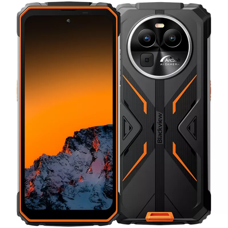 Smartphone robusto Blackview BV8100 6,5 inch FHD+ 120Hz, 8/256GB, 50MP+13MP+VGA, 8800mAh 45W, IP68/IP69K, MIL-STD-810H, Android 14, laranja