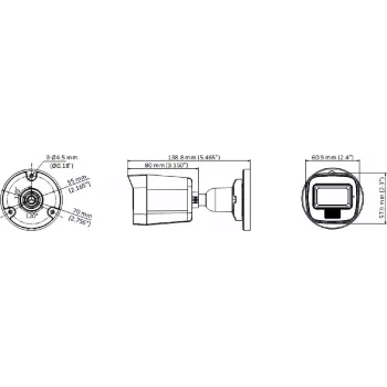 Câmara mini bullet IR Hikvision DS-2CE16D0T-LPFS(2.8mm) 2MP, saída de vídeo 4-em-1, IP67
