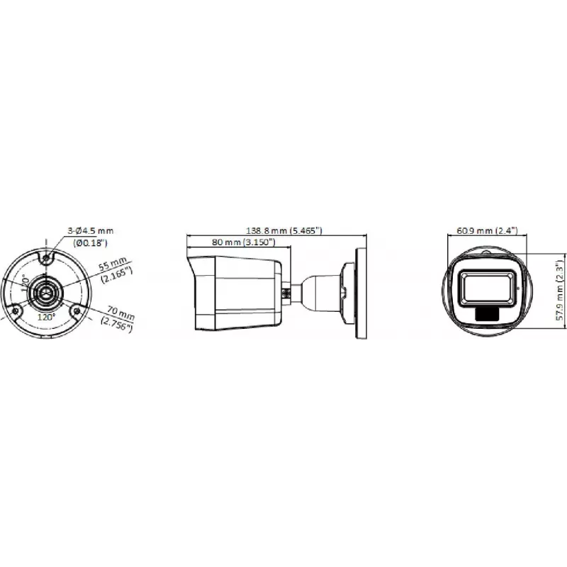 Câmara mini bullet IR Hikvision DS-2CE16D0T-LPFS(2.8mm) 2MP, saída de vídeo 4-em-1, IP67