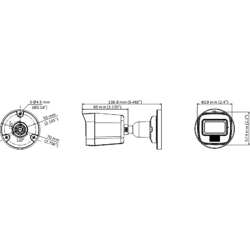 Câmara bullet 4-em-1 Hikvision DS-2CE16K0T-LPFS 3K com objetiva de 2,8mm e luz branca