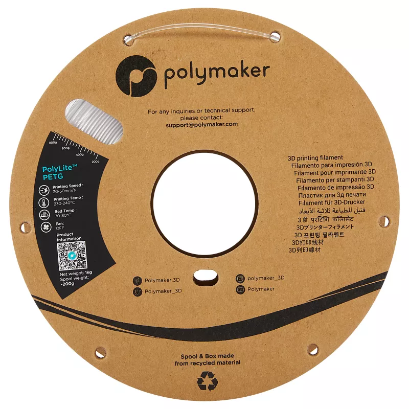POLMASK PETG 1,75mm Transparente 1kg Filamento para impressora 3D