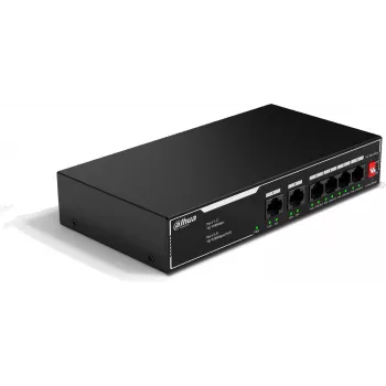 DAHUA SF1006LP Switch PoE não gerido, 6 portas, 4 portas PoE, orçamento 36W, secretária