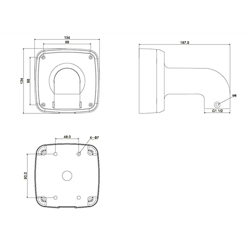 DAHUA PFB302S-V2 Suporte de parede para câmaras dome PTZ, branco, liga de alumínio