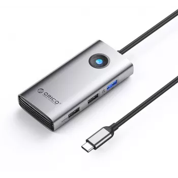 Hub USB-C ORICO PW11-5P-GY-EP 5-em-1, 1x USB-A 3.0 5Gbps, 2x USB-A 2.0, HDMI 4K@30Hz, PD 60W, cinzento