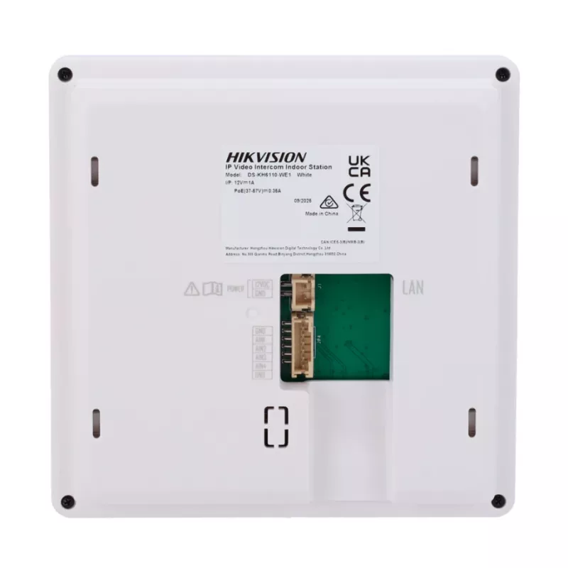 Posto interior Hikvision DS-KH6110-WE1 4,3 polegadas, 480x272, PoE, WiFi, 4 botões programáveis, ecrã tátil, branco