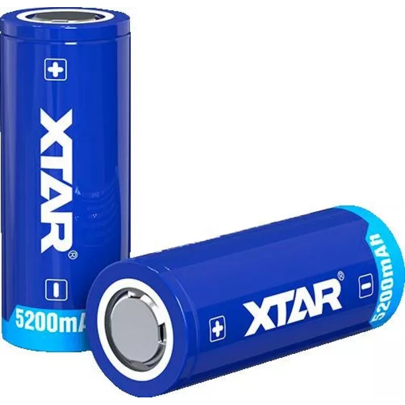 Bateria de iões de lítio protegida XTAR 26650 3,7 V 5200 mAh (Button Top)