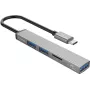 Hub USB-C ORICO AH-12F-GY-BP com 3x portas USB-A e leitor de cartões MicroSD, alumínio, Space Gray
