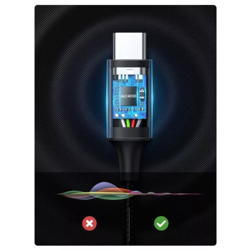 Cabo de áudio estéreo AUX UGREEN 3,5mm mini jack para USB Type-C 1m preto (CM450 20192)