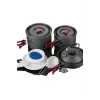 FIREMAPLE Conjunto de panelas FMC-209 - Conjunto de cozinha de campismo de 9 peças com frigideira antiaderente, panelas, tigelas e saco de transporte em rede