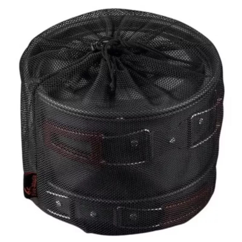 FIREMAPLE Conjunto de panelas FMC-209 - Conjunto de cozinha de campismo de 9 peças com frigideira antiaderente, panelas, tigelas e saco de transporte em rede