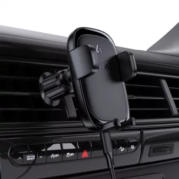 Acefast D48 Suporte para ventilação de automóvel com carregador sem fios preto
