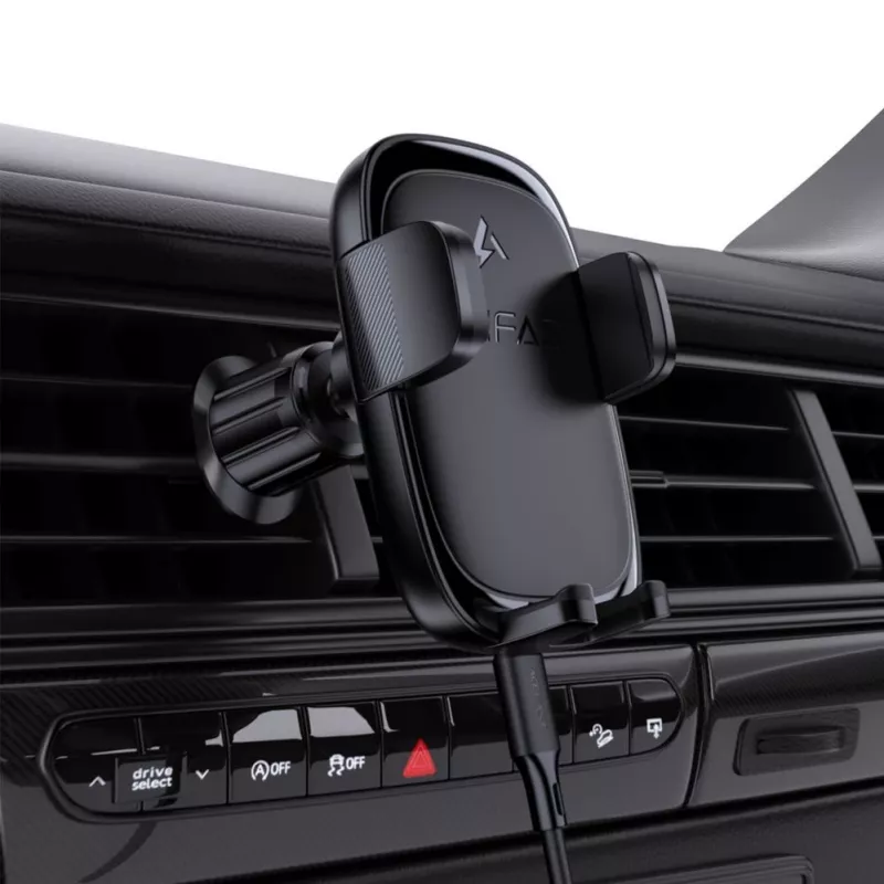 Acefast D48 Suporte para ventilação de automóvel com carregador sem fios preto