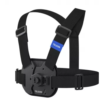 TELESIN Suporte de peito para câmaras de ação Insta360 GoPro SJCAM DJI Xiaomi - Preto