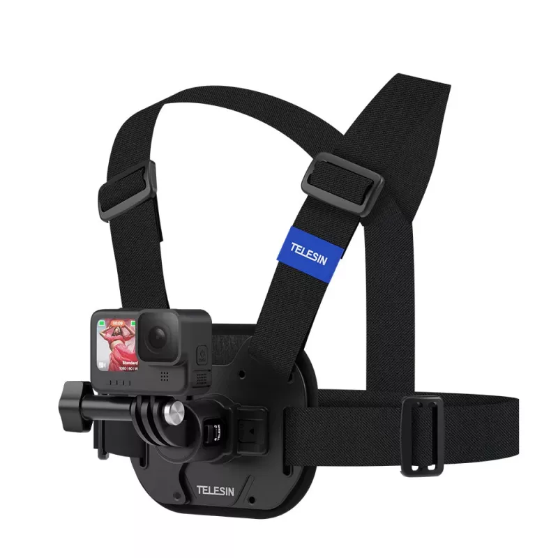 TELESIN Suporte de peito para câmaras de ação Insta360 GoPro SJCAM DJI Xiaomi - Preto