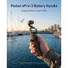 TELESIN Punho com bateria 5000mAh power bank para DJI Osmo Pocket 3 / 4, USB-C, Preto