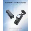TELESIN Punho com bateria 5000mAh power bank para DJI Osmo Pocket 3 / 4, USB-C, Preto