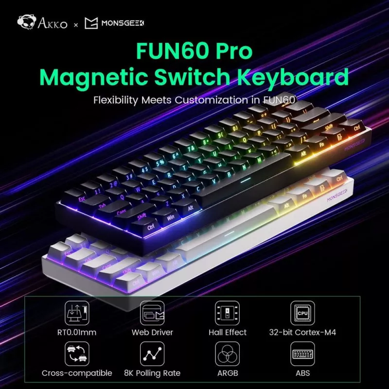 Akko FUN60 PRO Teclado mecânico USB-C Preto 61 teclas