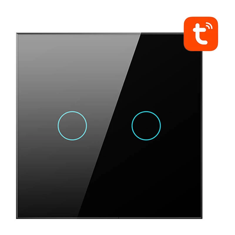 AVATTO TS02-EU-B2 Interruptor inteligente de luz WiFi 2 canais Preto