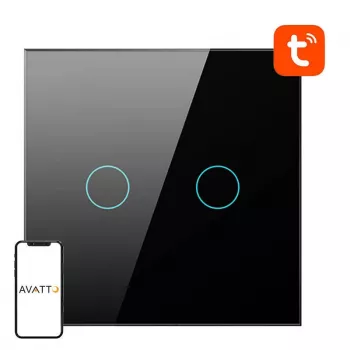 AVATTO TS02-EU-B2 Interruptor inteligente de luz WiFi 2 canais Preto