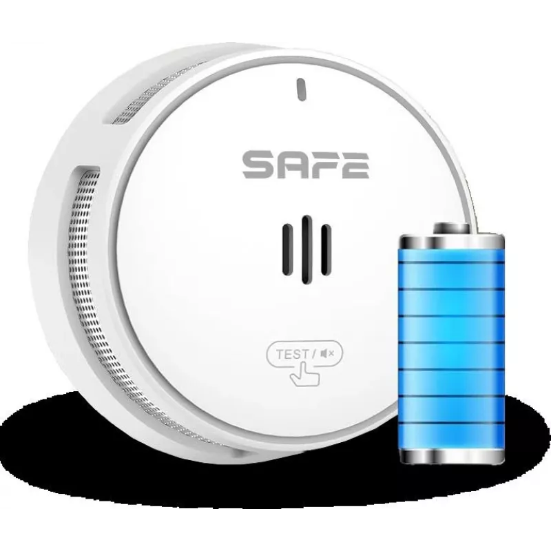 Detetor de fumo fotoelétrico SAFE 10Y30-PRO com pilha de 10 anos, branco