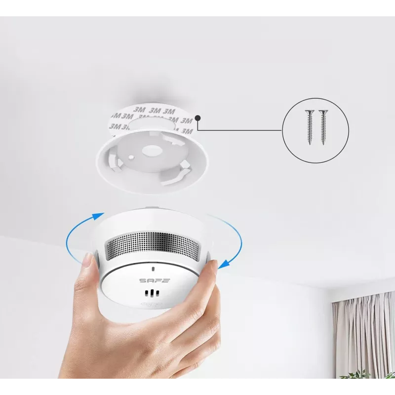Detetor de fumo fotoelétrico SAFE 10Y30-BASIC com pilha de 10 anos, branco