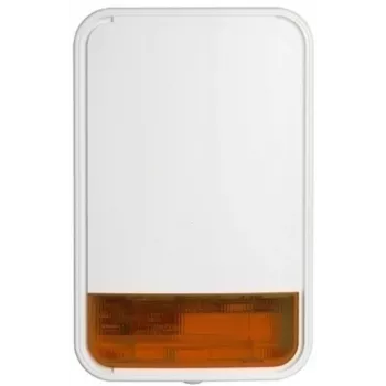 Sirene exterior sem fios DSC PowerG com luz intermitente, 868 MHz, 110 dB, a pilhas, branco/vermelho