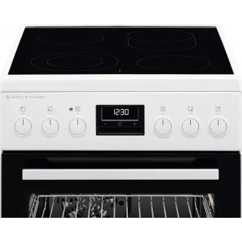 Fogão elétrico independente AEG CCB56491BW com placa vitrocerâmica, forno de convecção 73L e forno convencional 39L, branco