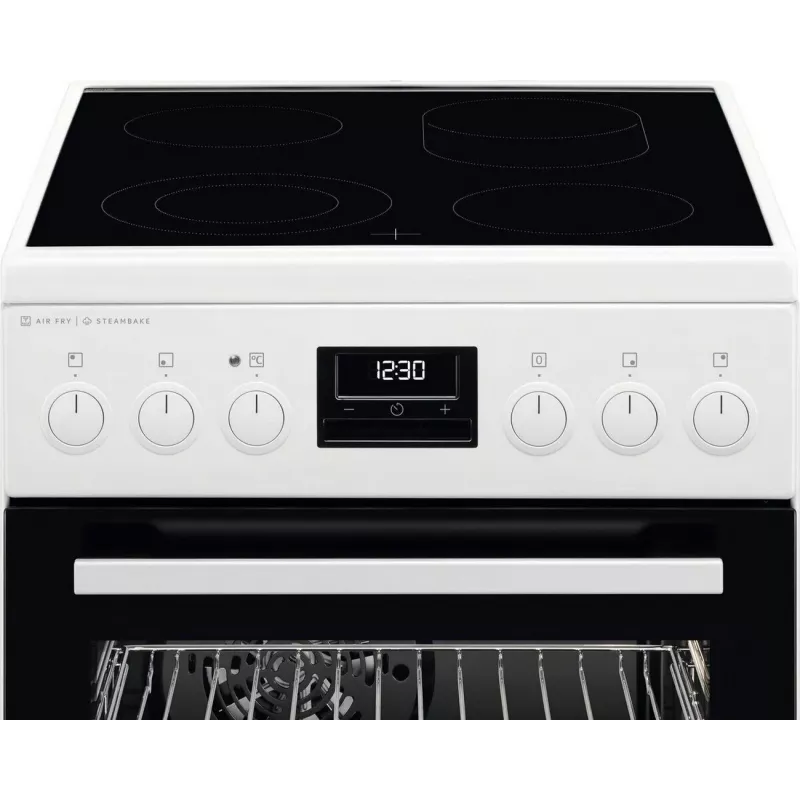 Fogão elétrico independente AEG CCB56491BW com placa vitrocerâmica, forno de convecção 73L e forno convencional 39L, branco