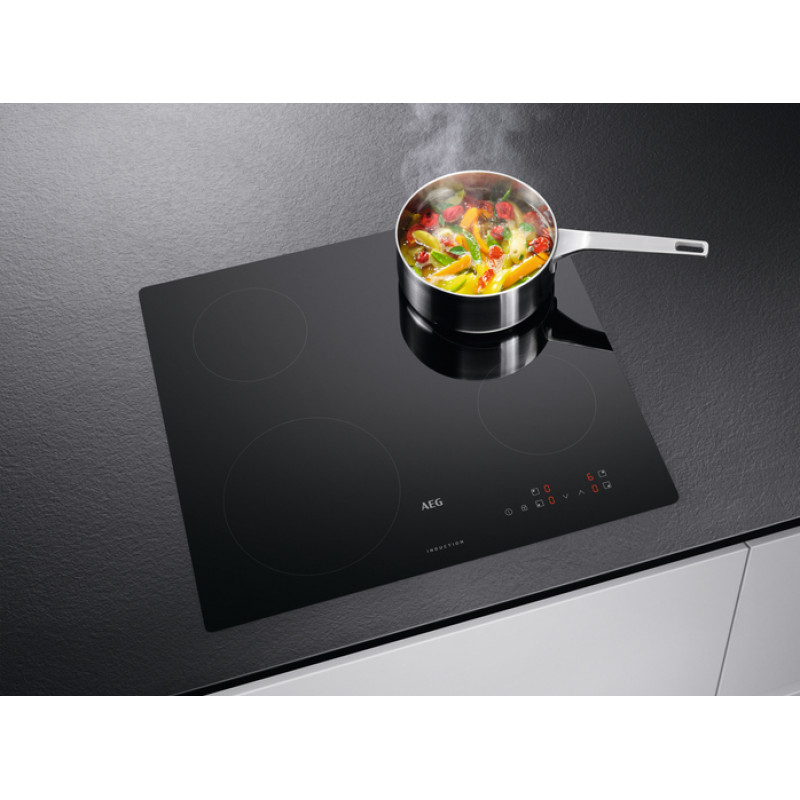 Placa de indução AEG IB6420ACB, 4 zonas, touch-slider, 7000 W, preto