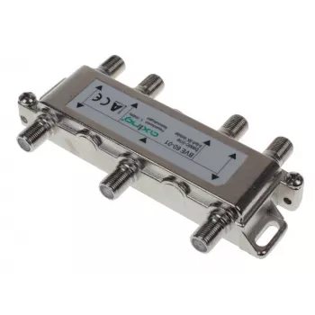 AXING AX BVE 6-01 distribuidor TV/SAT 6 vias, 75 Ohm, conector F, zinco fundido, preto