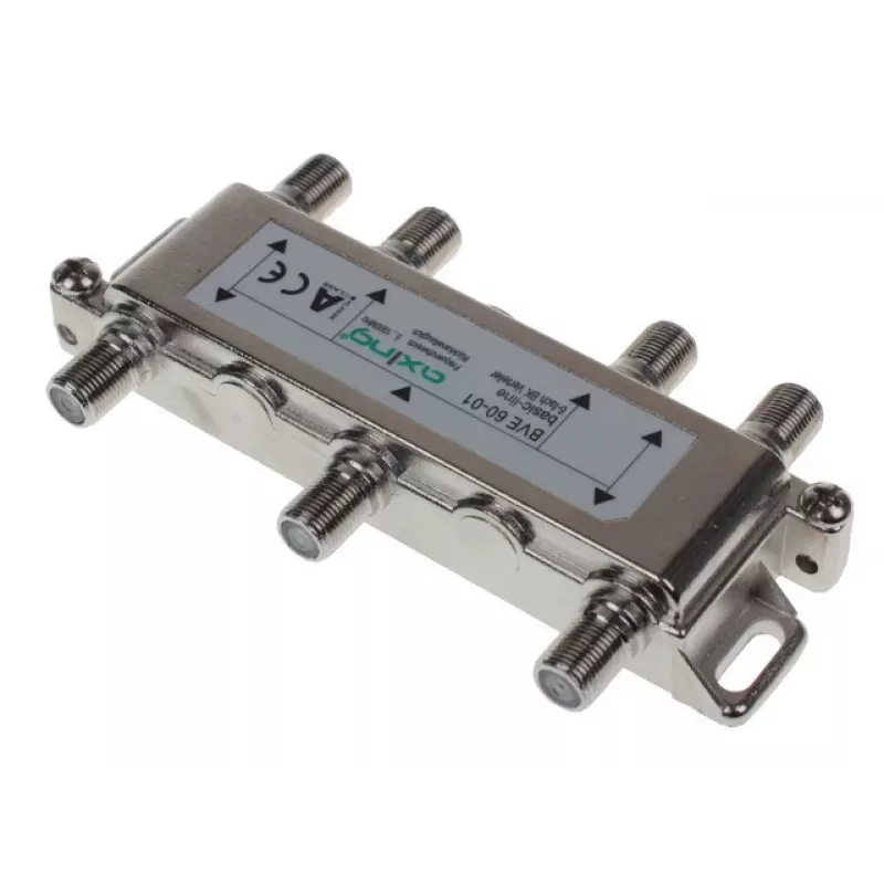 AXING AX BVE 6-01 distribuidor TV/SAT 6 vias, 75 Ohm, conector F, zinco fundido, preto