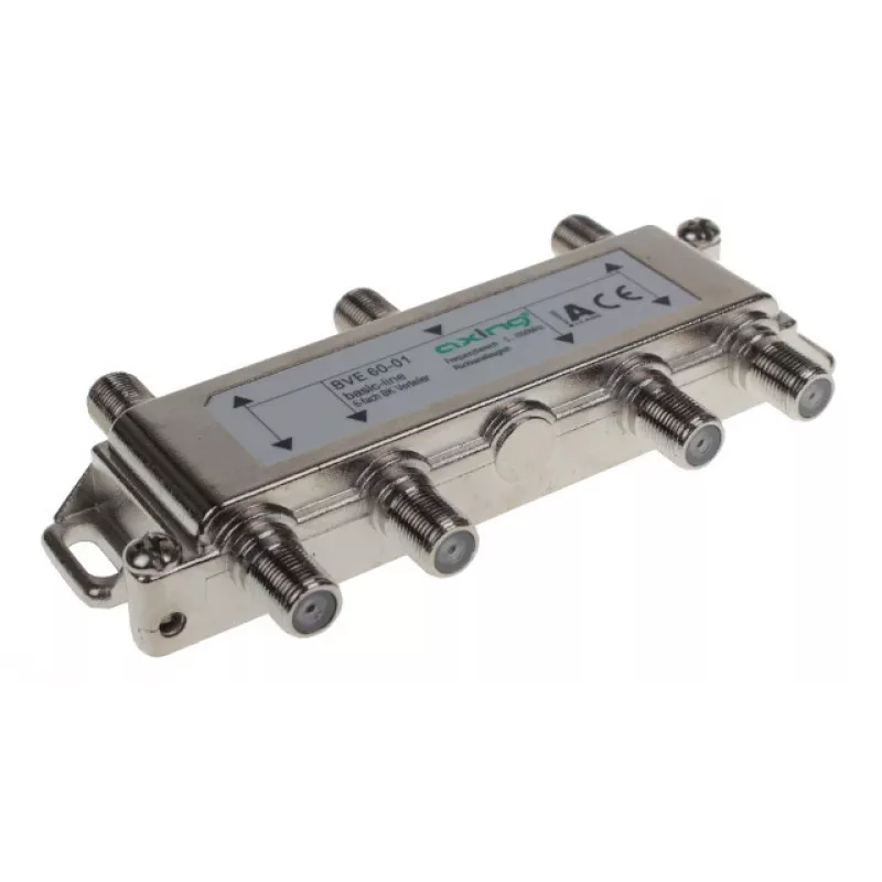 AXING AX BVE 6-01 distribuidor TV/SAT 6 vias, 75 Ohm, conector F, zinco fundido, preto