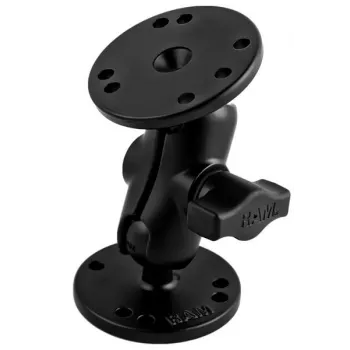 RAM MOUNTS braço de montagem curto tamanho B + 2 bases redondas de 2,5 com esfera tamanho B de 1.0