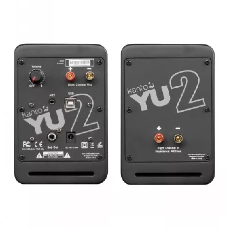Kanto Audio YU2MB-CG altifalantes ativos de 3 vias com DAC USB e AUX de 3,5 mm - preto mate (inclui cabo de alimentação Type-C e G)