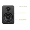 Kanto Audio YU2MB-CG altifalantes ativos de 3 vias com DAC USB e AUX de 3,5 mm - preto mate (inclui cabo de alimentação Type-C e G)