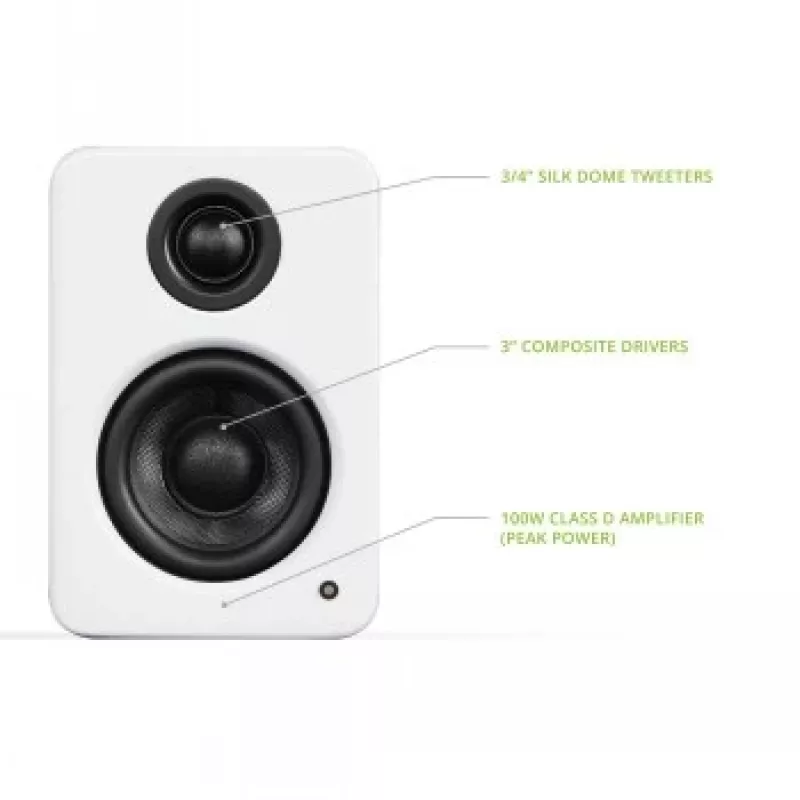 KANTO AUDIO YU2MW-CG altifalantes ativos de estante com DAC USB e AUX de 3,5 mm - branco mate (inclui cabo de alimentação Type-C e G)