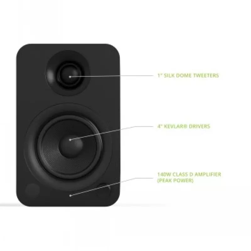 KANTO AUDIO YU-CG altifalantes ativos de estante com Bluetooth e entrada RCA - preto vinil (inclui cabo de alimentação Type-C e G)