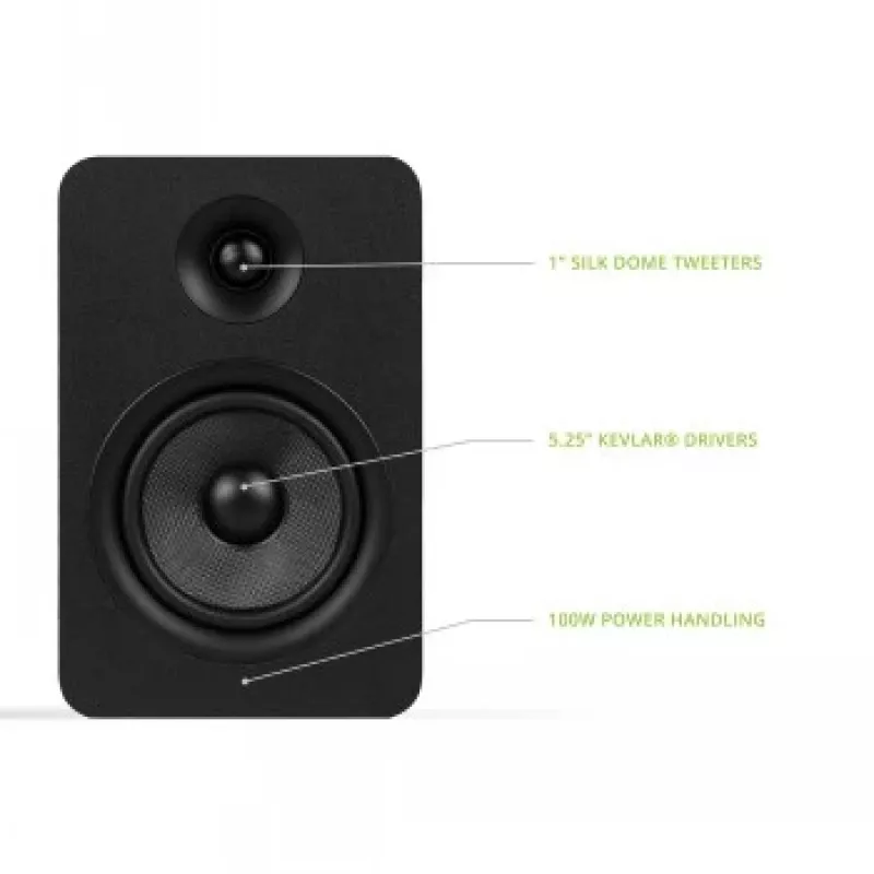 KANTO AUDIO YUP6 altifalantes passivos de estante par - tweeter de cúpula de seda de 1 polegada e woofer de Kevlar de 5,25 polegadas - preto