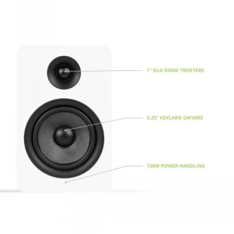 KANTO AUDIO YUP6W altifalantes passivos de estante (par) - branco - tweeter de cúpula de seda de 1 polegada e woofer de Kevlar de 5,25 polegadas
