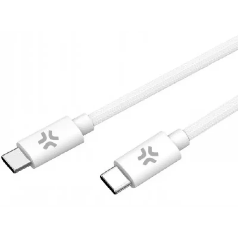 CELLY USBCUSBCCOTT - cabo USB-C para USB-C em algodão trançado branco (Power Delivery)