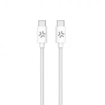 CELLY USBCUSBCCOTT - cabo USB-C para USB-C em algodão trançado branco (Power Delivery)