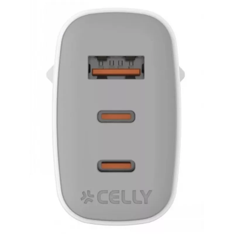 Carregador de parede GaN CELLY UP TC 1 USB 2 USB-C 65W WH branco