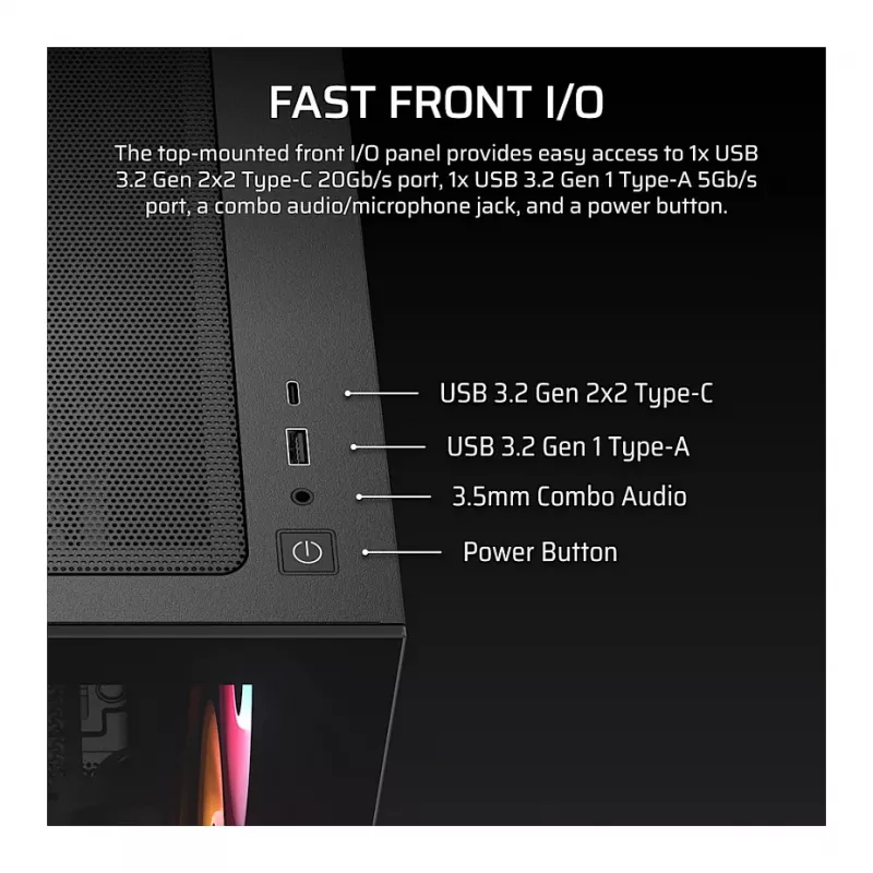 Corsair 2800X RS-R ARGB caixa de PC Micro-ATX, vidro temperado, preto, 3 ventoinhas RS120-R ARGB